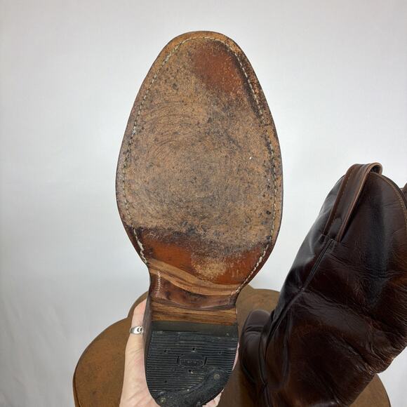 Frye Vintage Brown Leather Western Cowboy Boots Made in USA Men\'s 8.5D Heritage main image 3